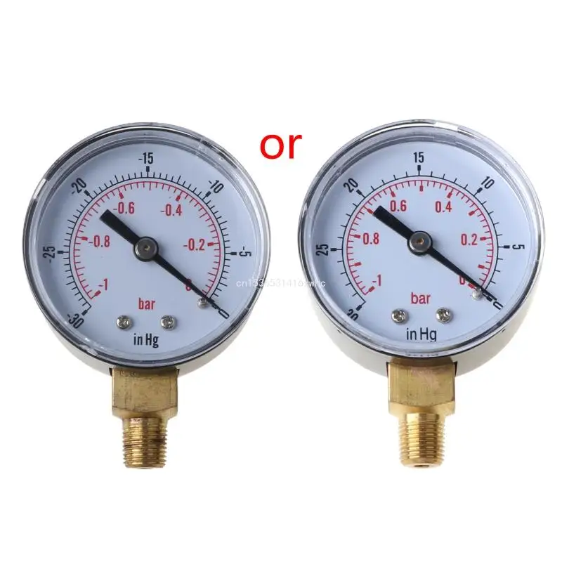 Dropship 1/8" BSPT Thread Vacuum Pressure Gauge -1/0 Bar -30" 52mm Dial Pressure Meter Manometer for Air Water Gas Oil
Dropship 1/8" BSPT Thread Vacuum Pressure Gauge -1/0 Bar -30" 52mm Dial Pressure Meter Manometer for Air Water Gas Oil
