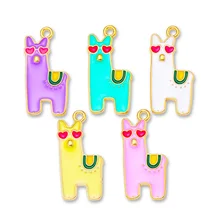 10Pcs Cartoon Cute Love Eyes Alpaca Giraffe Unicorn Animal Pendant Charm for Jewelry Making Lovers Bracelet Necklace Ornaments