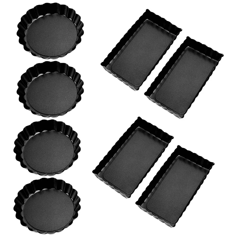 8 Pcs Non-Stick Quiche Tart Pans(Round&Rectangle)With Removable Bottom,Fluted Tart Tin For Fruit Pie Cake Biscuit Baking
8 Pcs Non-Stick Quiche Tart Pans(Round&Rectangle)With Removable Bottom,Fluted Tart Tin For Fruit Pie Cake Biscuit Baking