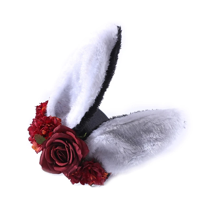 

Lolita Small Hat Goth Headdress Bunny Ear Hair Clips For Girls Day Of The Dead Headwear Lolita Hair Accessories M6CD