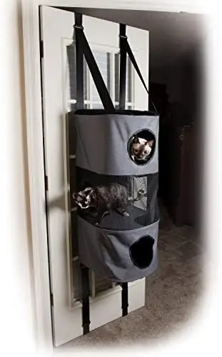 

PET PRODUCTS Hangin' Cat Condo Door Mounted Cat Furniture Cat Tree Classy Gray 5 Story High Rise House accessories Dog beds for