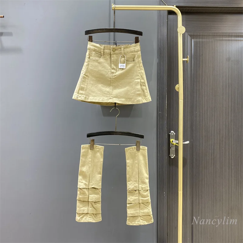 Khaki Denim Skirt Women's Summer New Split A- Line Sheath Anti-Exposure Fashion Jean Faldas 2022
Khaki Denim Skirt Women's Summer New Split A- Line Sheath Anti-Exposure Fashion Jean Faldas 2022