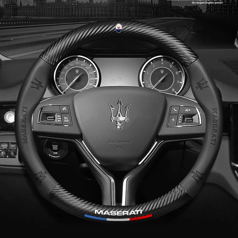 

38 см для Maserati ghicad granтуризм Quattroporte Levante GranCabrio Coupe MC20 из углеродного волокна и кожи чехол рулевого колеса автомобиля