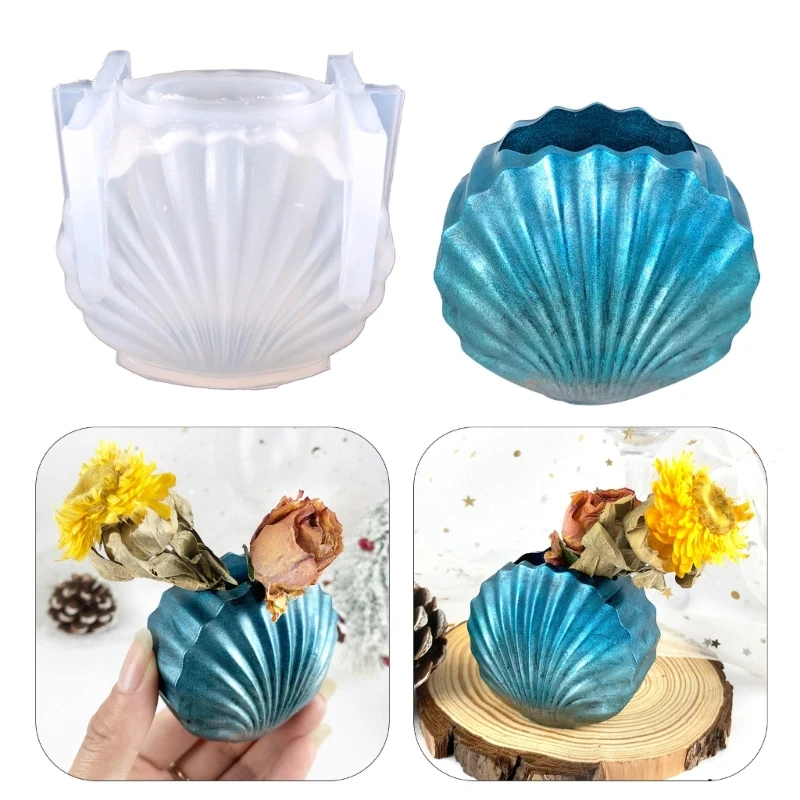 

Seashell Vase Silicone Mould Flowerpot Concrete Molds Penholder Plaster Mold Flower Containers Epoxy Cement Moulds