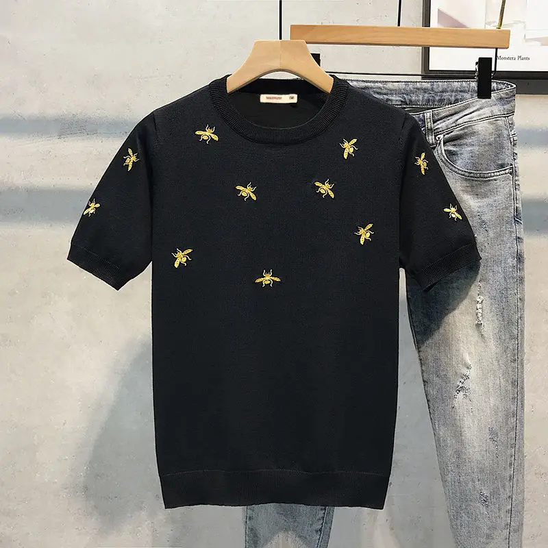 Short-sleeved t-shirt men's knitted sweater 2022 new fashion casual Korean version trend summer pullover light men's clothing
Short-sleeved t-shirt men's knitted sweater 2022 new fashion casual Korean version trend summer pullover light men's clothing