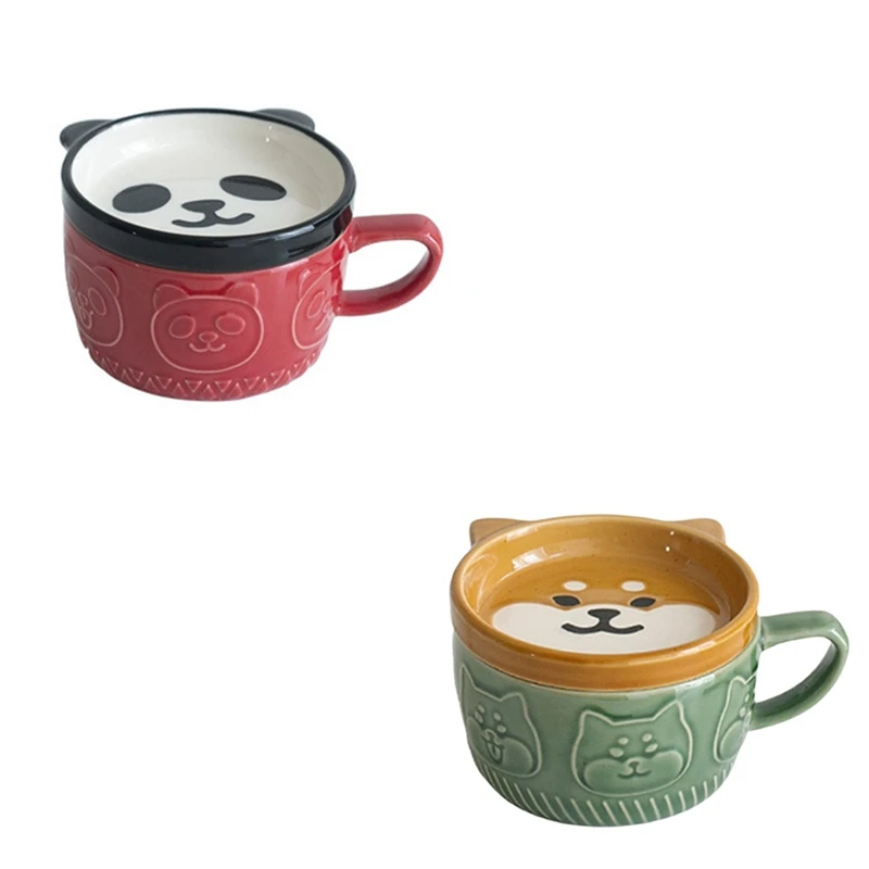 

Японская Милая кружка, креативная керамическая кофейная чашка Сиба-ину, панда с крышкой, домашняя чашка для молочного завтрака, чашка для воды