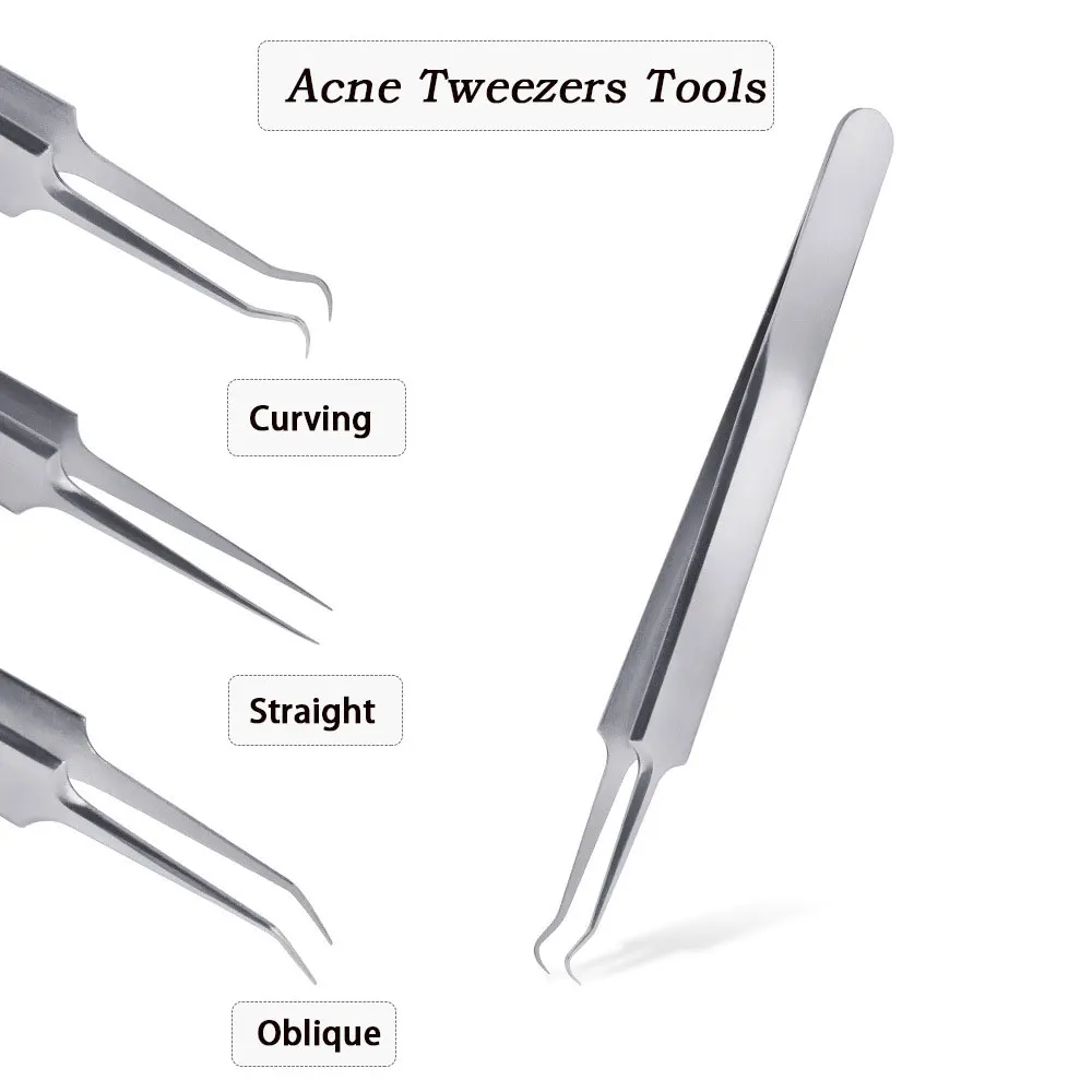 Stainless Steel Acne Tweezers 3 Designs Precise Blackhead Tweezer Clip Acne Needle Comedones Pimple Remover Tools Acne Extractor
Stainless Steel Acne Tweezers 3 Designs Precise Blackhead Tweezer Clip Acne Needle Comedones Pimple Remover Tools Acne Extractor