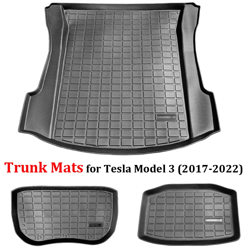 

Коврики для багажника Tesla Model 3, передние и задние коврики для багажника Model3 2017 2021 2022, аксессуары из ТПЭ, автомобильный коврик для хранения багажа, водонепроницаемый коврик для груза