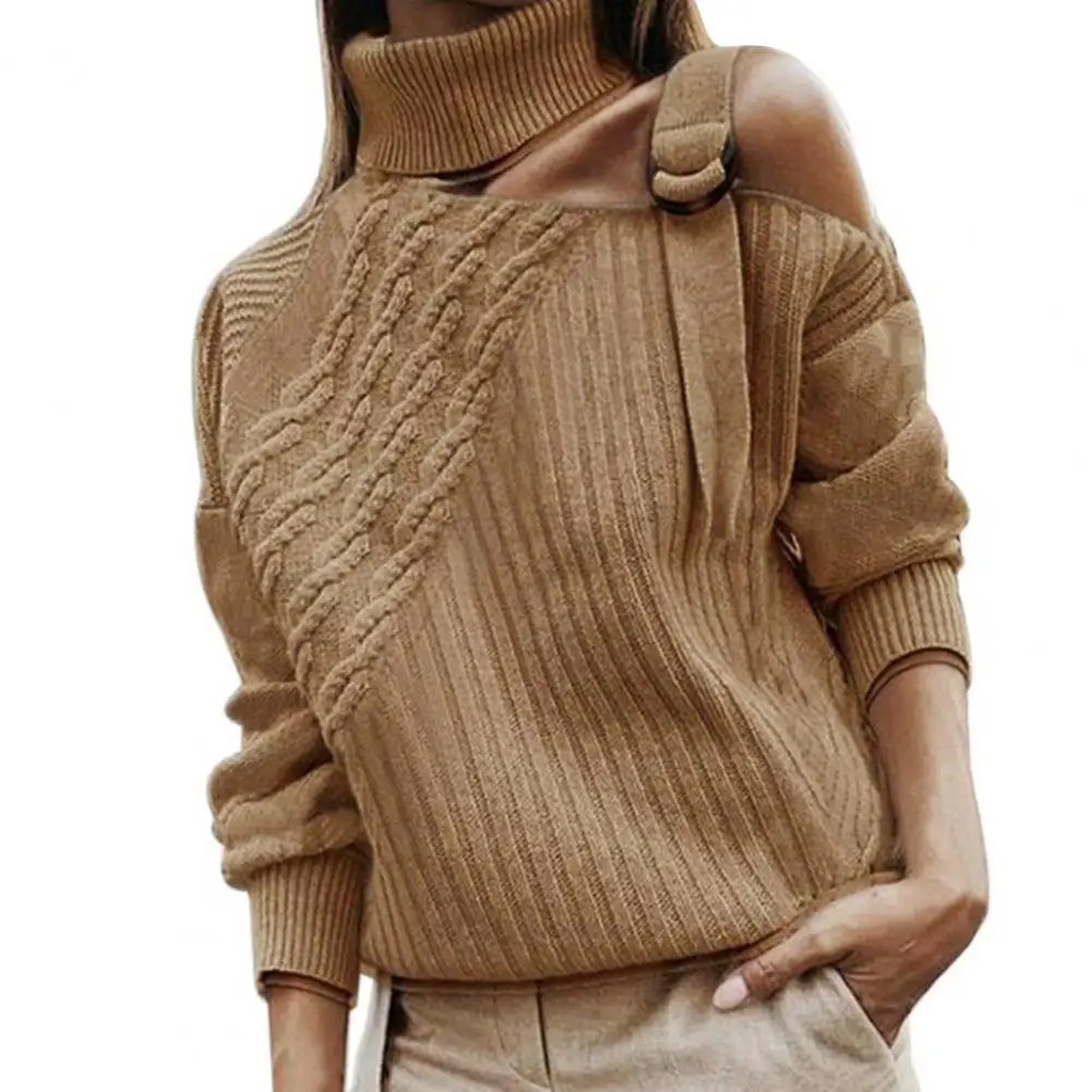 Women Sweater Turtleneck One-shoulder Cut Out Spring Loose Knitted for Daily Wear
Women Sweater Turtleneck One-shoulder Cut Out Spring Loose Knitted for Daily Wear