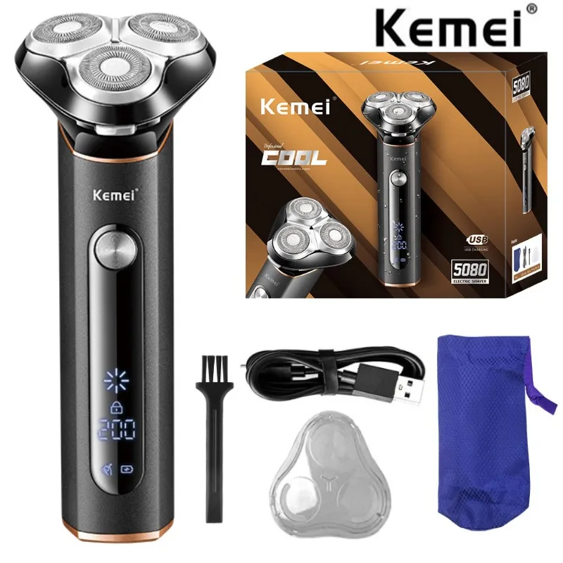 Kemei Electric Shaver LCD display Rechargeable Shaving Machine for Men Beard Trimmer Rotary Shaver Wet-Dry Dual Use Water Proof
Kemei Electric Shaver LCD display Rechargeable Shaving Machine for Men Beard Trimmer Rotary Shaver Wet-Dry Dual Use Water Proof