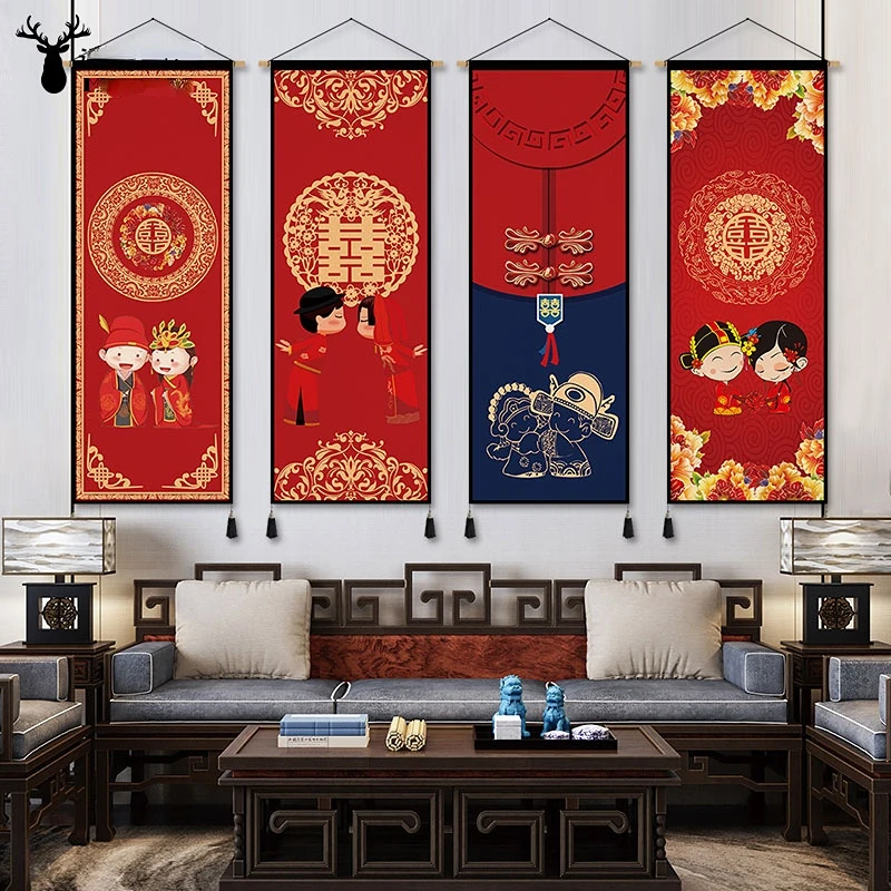 Chinese Style Scroll Wall Paintings Red Room Decor Aesthetic Living Room Lover Wedding Room Decoration Tapestry Wall Art Picture
Chinese Style Scroll Wall Paintings Red Room Decor Aesthetic Living Room Lover Wedding Room Decoration Tapestry Wall Art Picture
