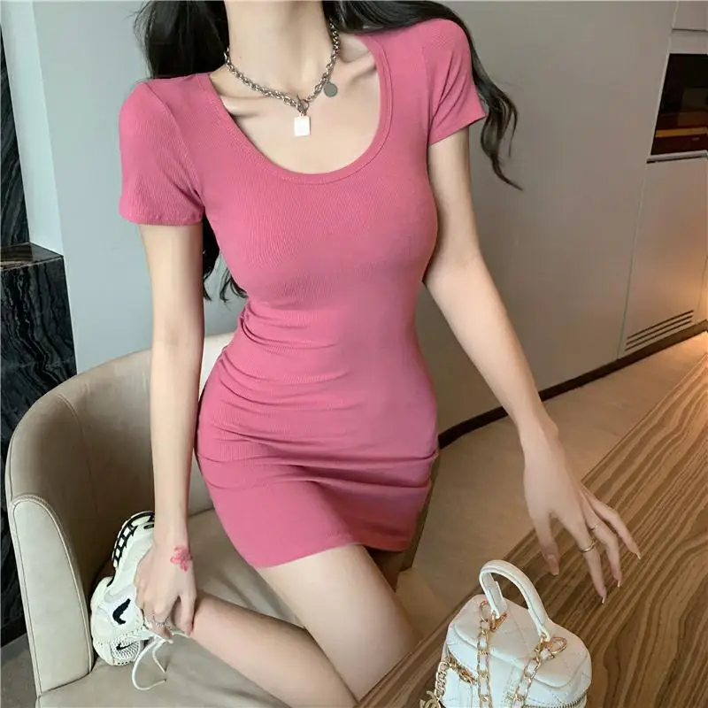 Women Dresses Sexy Short Sleeve Bodycon Dress Solid Color Mini Slim Dress New Fashion Summer Beach Club Party Tight Dress Robe
Women Dresses Sexy Short Sleeve Bodycon Dress Solid Color Mini Slim Dress New Fashion Summer Beach Club Party Tight Dress Robe