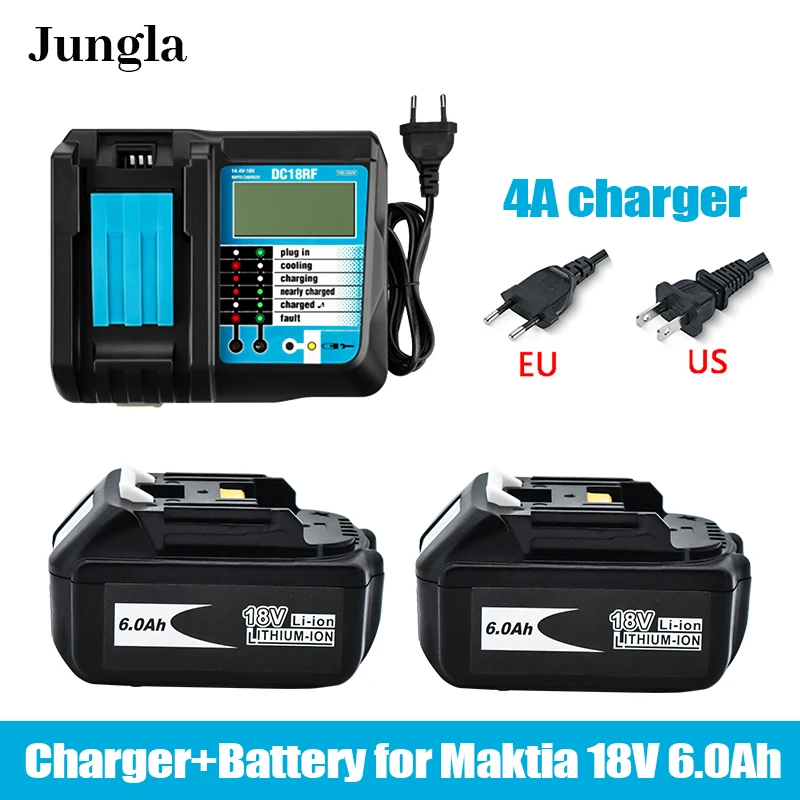 18V 6Ah Rechargeable Battery 6000mah Li-Ion Battery Replacement Power Battery for MAKITA BL1880 BL1860 BL1830battery+4A Charger
18V 6Ah Rechargeable Battery 6000mah Li-Ion Battery Replacement Power Battery for MAKITA BL1880 BL1860 BL1830battery+4A Charger