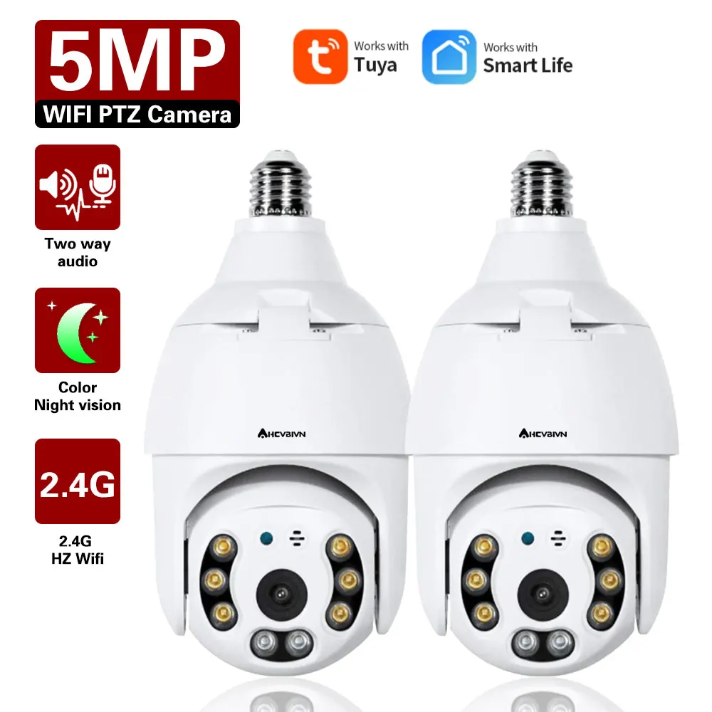 HD 5MP Tuya Wireless Rotate Auto Tracking Panoramic Camera Light Bulb Wifi PTZ IP Cam Remote Viewing Security E27 Bulb Interface
HD 5MP Tuya Wireless Rotate Auto Tracking Panoramic Camera Light Bulb Wifi PTZ IP Cam Remote Viewing Security E27 Bulb Interface