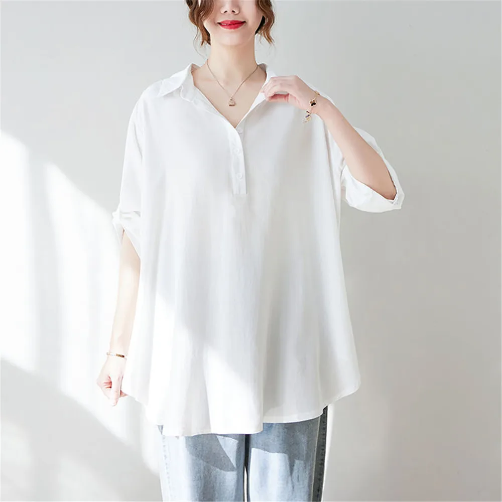 Loose Korean Version Bf Front Short Back Long Solid Color Three-quarter Sleeve Blouse Slimming Belly Cover Shirt Women's Summer
Loose Korean Version Bf Front Short Back Long Solid Color Three-quarter Sleeve Blouse Slimming Belly Cover Shirt Women's Summer