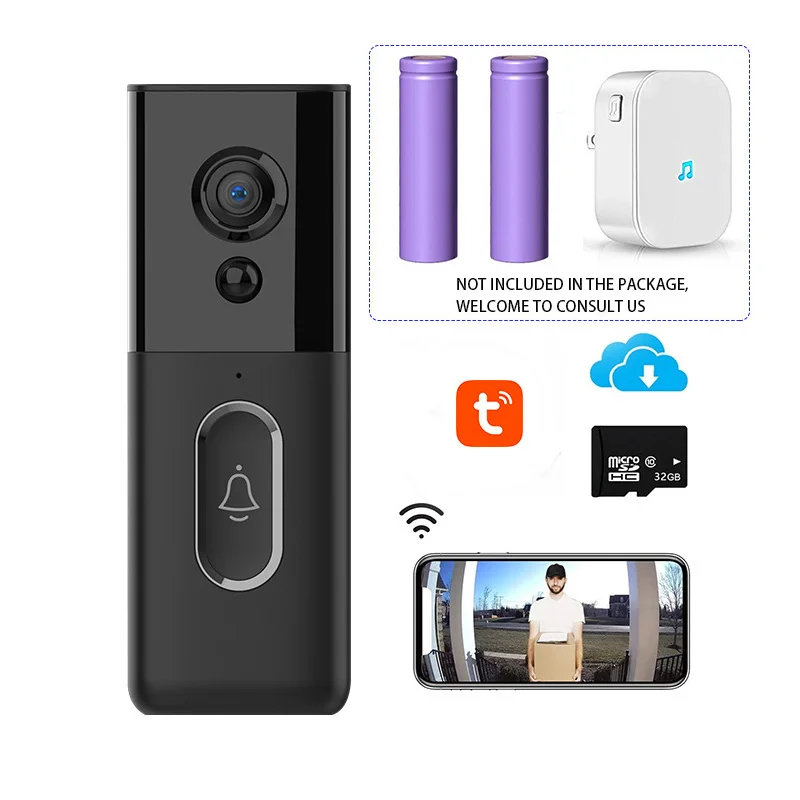 

Intelligent Visual Doorbell Mobile Phone Real-time Push Video Voice Intercom IP65 Waterproof PIR Human Detection TUYA Smart APP