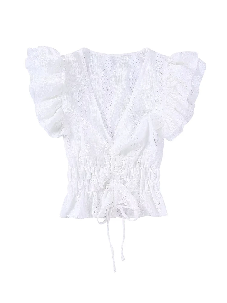 TRAF Women Summer Drawstring Blouses Shirts 2022 Fashion V-neck Folds Chic Vintage Tops Fashion Sleeveless White T-Shirts
TRAF Women Summer Drawstring Blouses Shirts 2022 Fashion V-neck Folds Chic Vintage Tops Fashion Sleeveless White T-Shirts