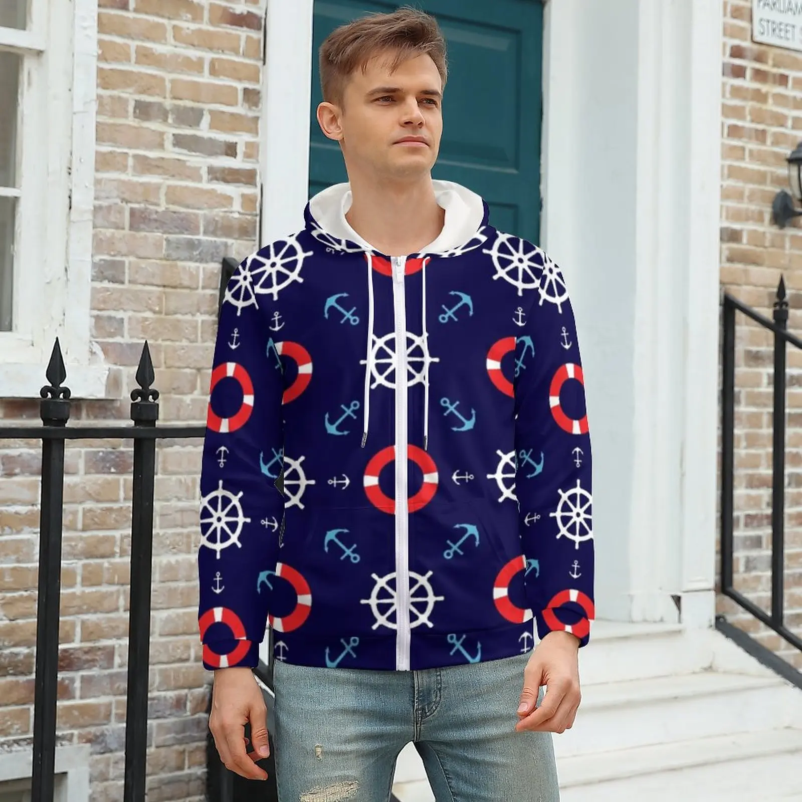 Nautical Sailors Pattern Hoodie Anchor Print Autumn Hoodies Stylish For Man Zip Up Hoodie For Man Plus Size 5XL
Nautical Sailors Pattern Hoodie Anchor Print Autumn Hoodies Stylish For Man Zip Up Hoodie For Man Plus Size 5XL