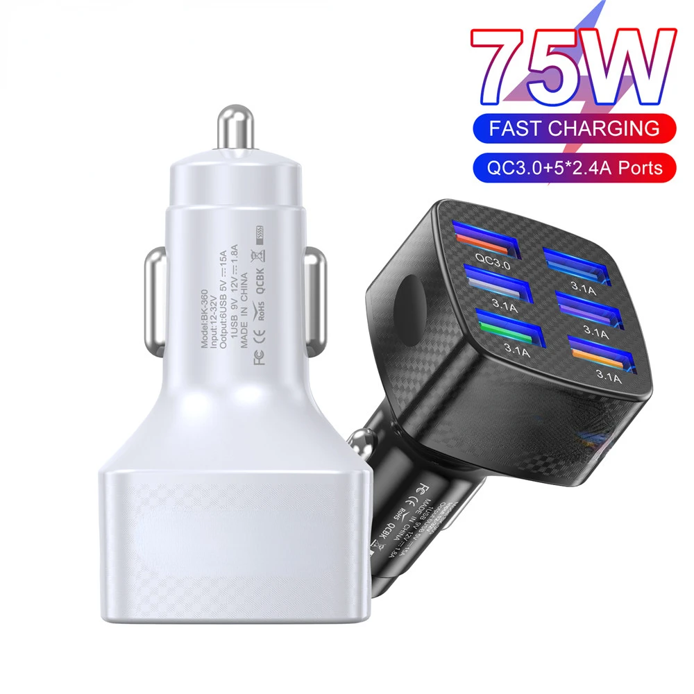 Free Shipping For iPhone 13 12 Pro Portable Mobile Phone Charger 75W Car Charger Quick Charge 3.0 6 Ports USB Charger
Free Shipping For iPhone 13 12 Pro Portable Mobile Phone Charger 75W Car Charger Quick Charge 3.0 6 Ports USB Charger