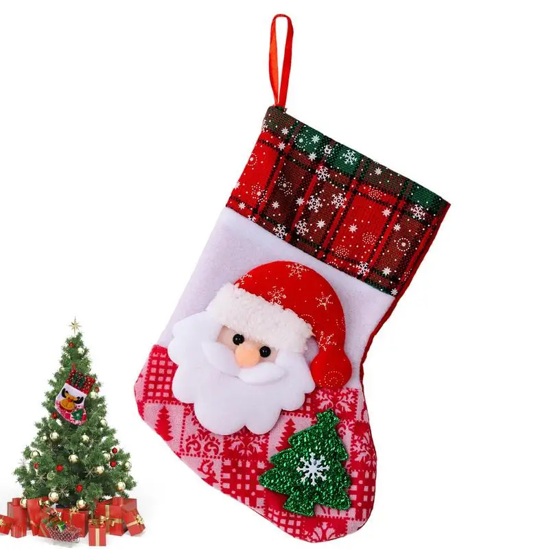 Рождественские подарочные пакеты, персонализированные красные рождественские носки с Санта-Клаусом, Рождественский камин, подвесное украшение для зимнего праздника, винтажный
