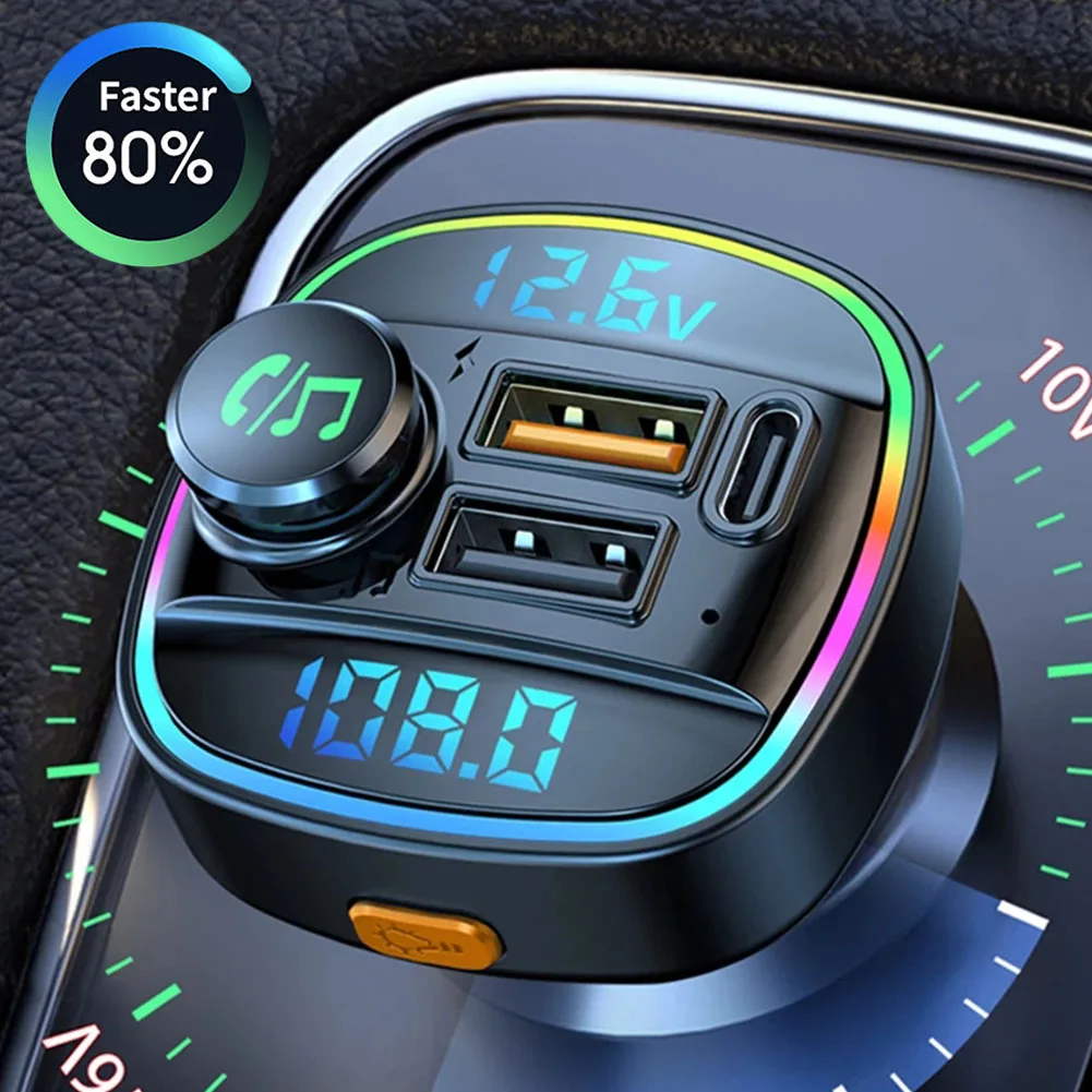 FM Transmitter Bluetooth-Compatible Car MP3 Player QC3.0 PD Fast Charging with LED Light Hands-Free Car Kit Radio 12-24V Adapter
FM Transmitter Bluetooth-Compatible Car MP3 Player QC3.0 PD Fast Charging with LED Light Hands-Free Car Kit Radio 12-24V Adapter