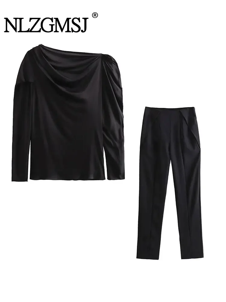 Женский брючный костюм Nlzgmsj TRAF с широкими штанинами, повседневные свободные брюки с высокой талией, женская блузка, Женский комплект из 2 предметов для женщин
Женский брючный костюм Nlzgmsj TRAF с широкими штанинами, повседневные свободные брюки с высокой талией, женская блузка, Женский комплект из 2 предметов для женщин