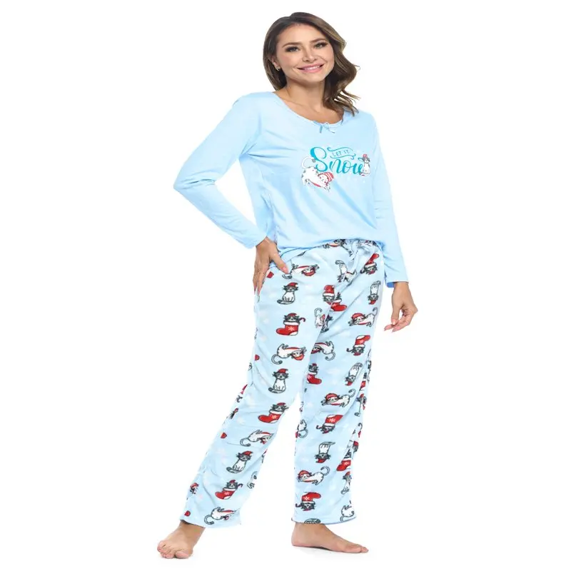 Пижама женская трикотажная с длинным рукавом и флисовой подкладкой
Пижама женская трикотажная с длинным рукавом и флисовой подкладкой