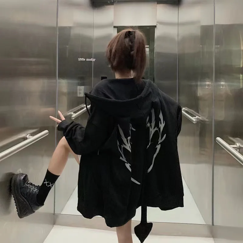 Y2K Gothic Oversized Zippered Hoodie Harajuku Women Clothing Tail Devil Popular Women Jacket Couple Hooded Sweatshirt Loose
Y2K Gothic Oversized Zippered Hoodie Harajuku Women Clothing Tail Devil Popular Women Jacket Couple Hooded Sweatshirt Loose