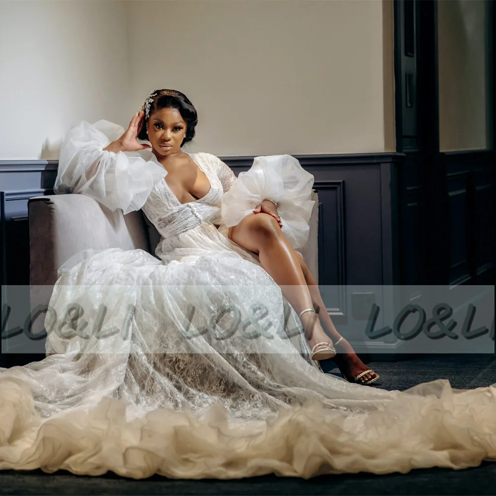 LO&LI Elegant Wedding White Robe For Women Backless Long Lace Bridal Dressing Gown Puffy Sleeve Luxury Bride Pajamas Custom Made
LO&LI Elegant Wedding White Robe For Women Backless Long Lace Bridal Dressing Gown Puffy Sleeve Luxury Bride Pajamas Custom Made