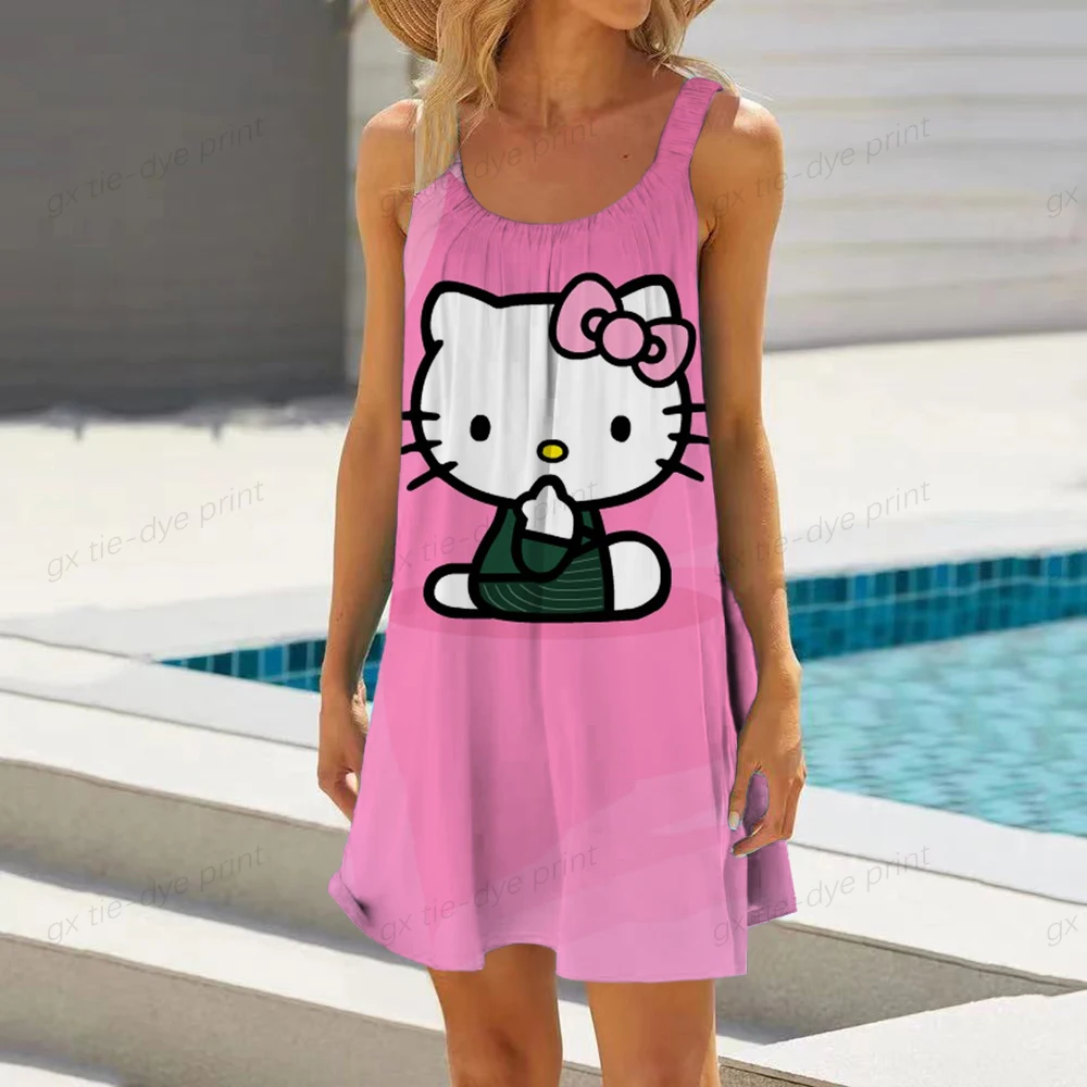 Женское платье с принтом Hello Kitty, повседневное свободное платье без рукавов с 3D принтом, с лямкой на шее, милое летнее платье, 2023
Женское платье с принтом Hello Kitty, повседневное свободное платье без рукавов с 3D принтом, с лямкой на шее, милое летнее платье, 2023