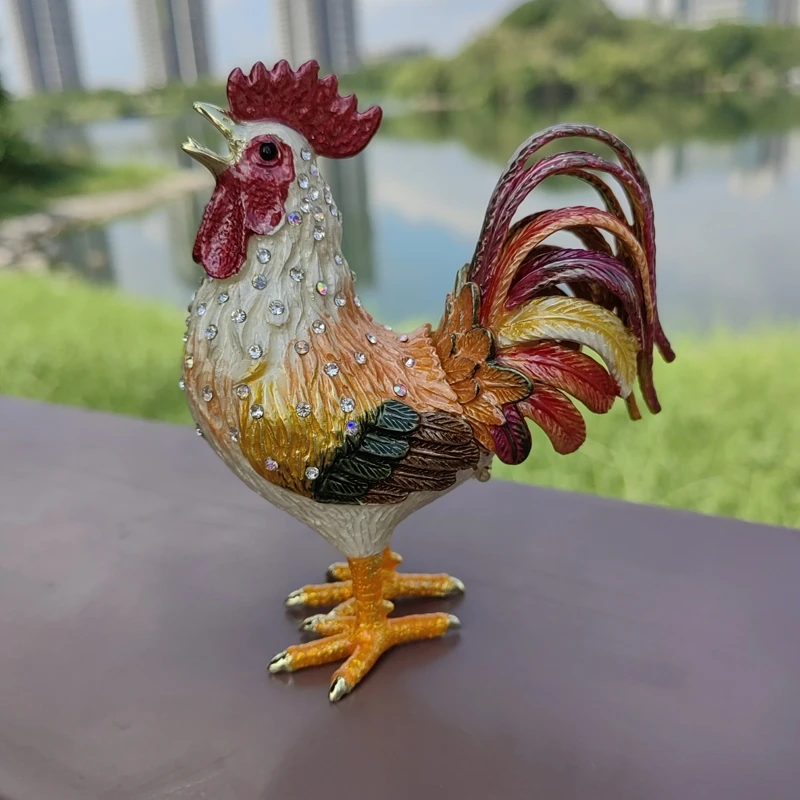 SHINNYGIFTS Fengshui Rooster Trinket Box Pewter Enamel Metal Craft Lucky Animal Home Decor
SHINNYGIFTS Fengshui Rooster Trinket Box Pewter Enamel Metal Craft Lucky Animal Home Decor