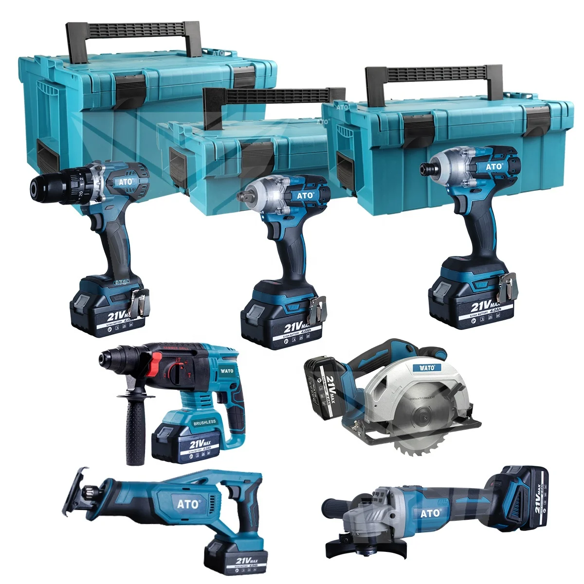 ATO power tools CB2007 seven in one electric 4.0ah brushless cordless impact drill circular saws wrench 21v combo kit set
ATO power tools CB2007 seven in one electric 4.0ah brushless cordless impact drill circular saws wrench 21v combo kit set