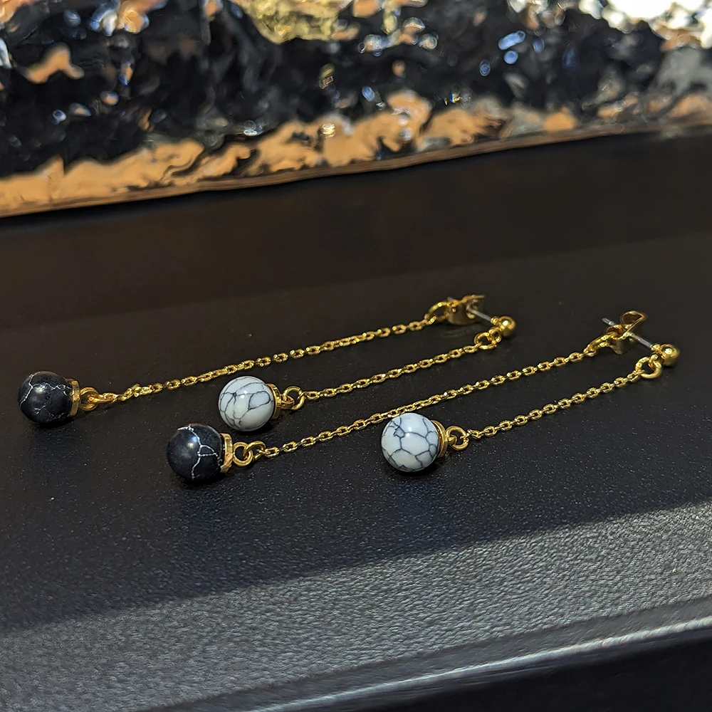 Amorita boutique Ball marble texture design fashion drop earrings 
Amorita boutique Ball marble texture design fashion drop earrings