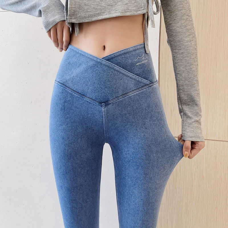 Women Faux Jeans Woman Summer Thin Denim Pants Cross Waist Abdomen And Buttocks Leggings Elastic Womens Fashion
Women Faux Jeans Woman Summer Thin Denim Pants Cross Waist Abdomen And Buttocks Leggings Elastic Womens Fashion