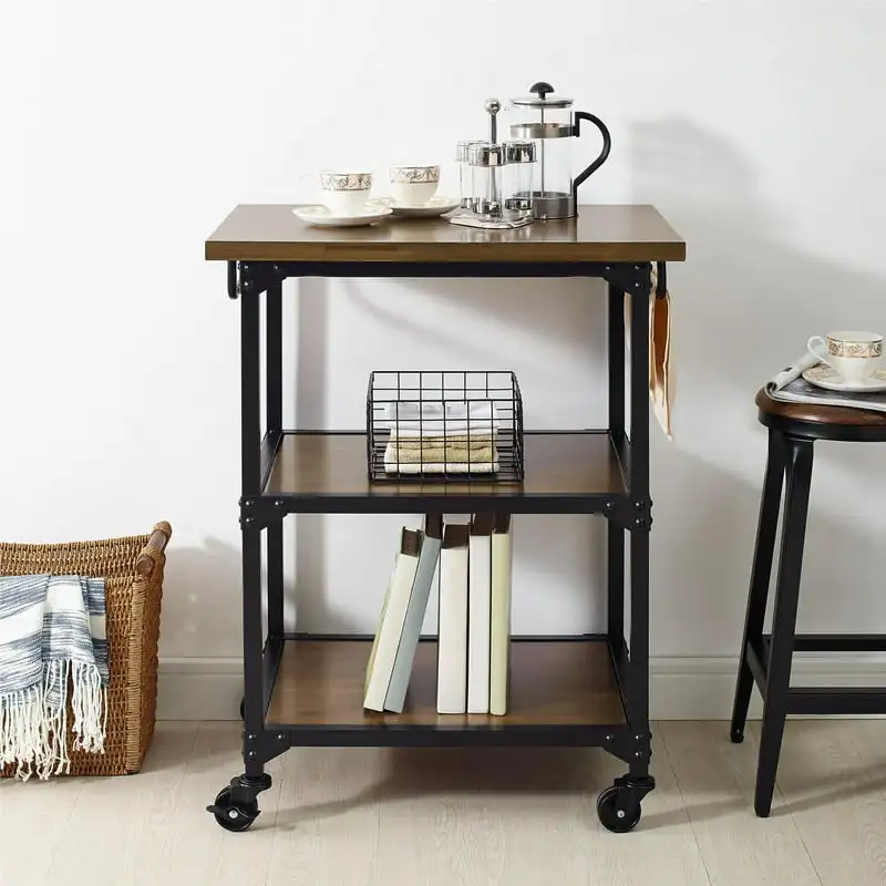 Nellie Multifunction Cart, Kitchen Storage, Rustic Antique Oak/Black Table Kitchen Cart Home Kitchen Furniture
Nellie Multifunction Cart, Kitchen Storage, Rustic Antique Oak/Black Table Kitchen Cart Home Kitchen Furniture