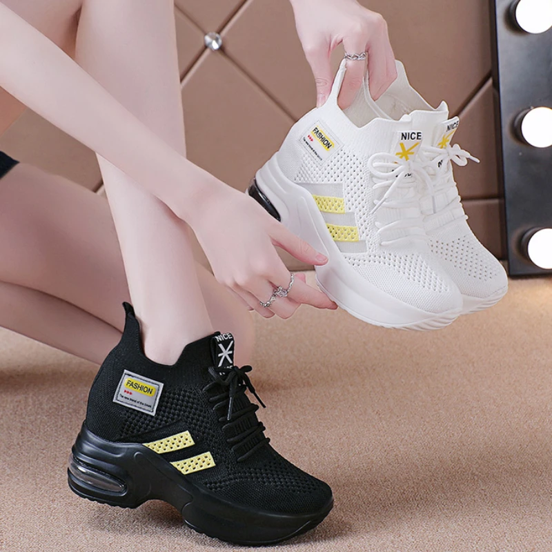 

Hot Sales Trendy Shoes Women High Top Sneakers Women Platform Ankle Boots Basket Femme Chaussures Femmes Height Increase Sneaker