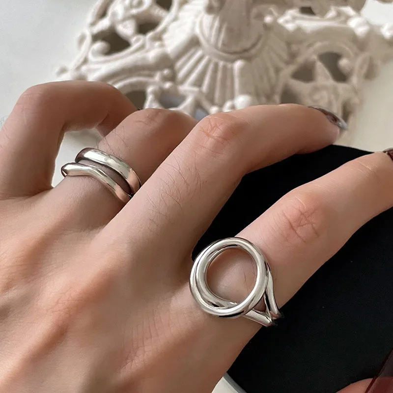 Minimalist Unique Circle Silver Double Round Rings for Women Ladies Fashion Creative Irregular Geometric Party Fine Jewelry Gift
Minimalist Unique Circle Silver Double Round Rings for Women Ladies Fashion Creative Irregular Geometric Party Fine Jewelry Gift