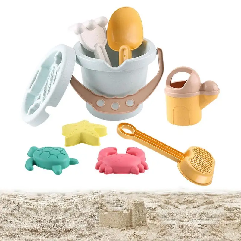 

9Pcs Summer Beach Toys For Kids Beach Game Toy Set With Bucket Spade Shovel Rake For Children Beach Play Sand Water Play Tools