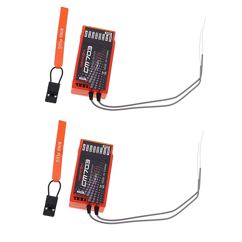 

2X CM703 7 Channel 2.4Ghz RX Receiver With Satellite PPM & PWM Output Compatible With DSM2 And DSMX, Orange