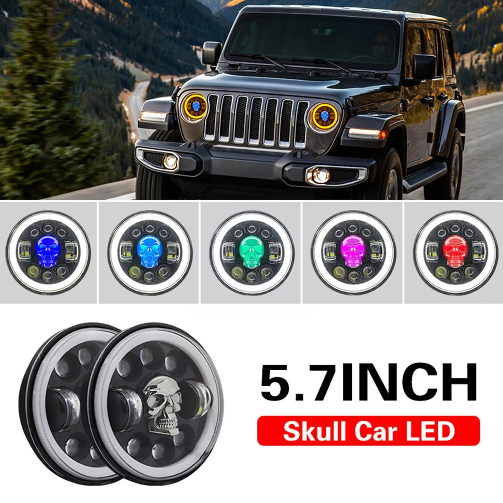 6 Inch Skull Led Headlight For H4 Drl Round Angel Eye Yellow & White Turn Signal For Jk Tj U4b4
6 Inch Skull Led Headlight For H4 Drl Round Angel Eye Yellow & White Turn Signal For Jk Tj U4b4