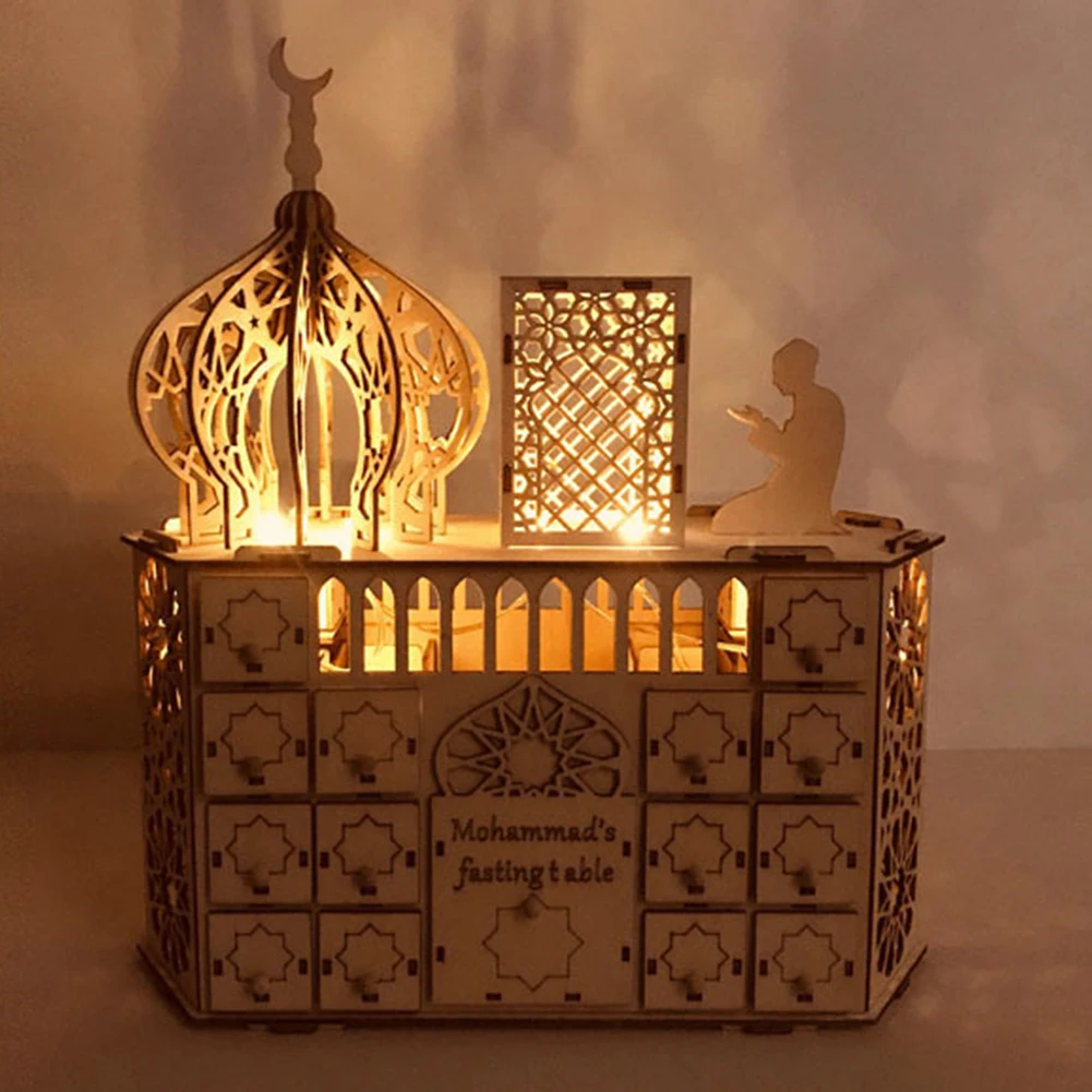 Wooden Eid Mubarak Ramadan Advent Calendar Exquisite Craftsmanship DIY Countdown Drawer Light Home Decor
Wooden Eid Mubarak Ramadan Advent Calendar Exquisite Craftsmanship DIY Countdown Drawer Light Home Decor