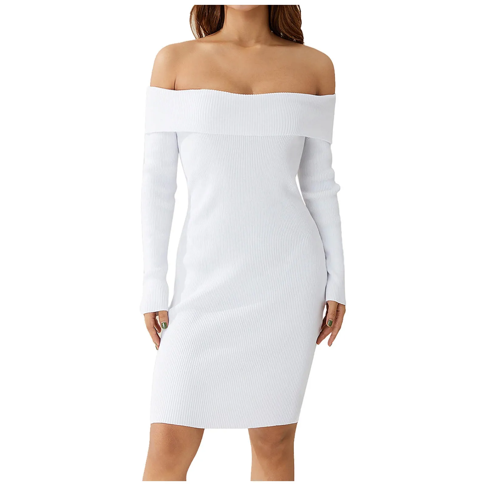 Ladies Spring Autumn Winter Long Sleeve Solid Color One Line Neck Sexy Slim Pack Hip Sweater Long Wrap Dresses for Women
Ladies Spring Autumn Winter Long Sleeve Solid Color One Line Neck Sexy Slim Pack Hip Sweater Long Wrap Dresses for Women