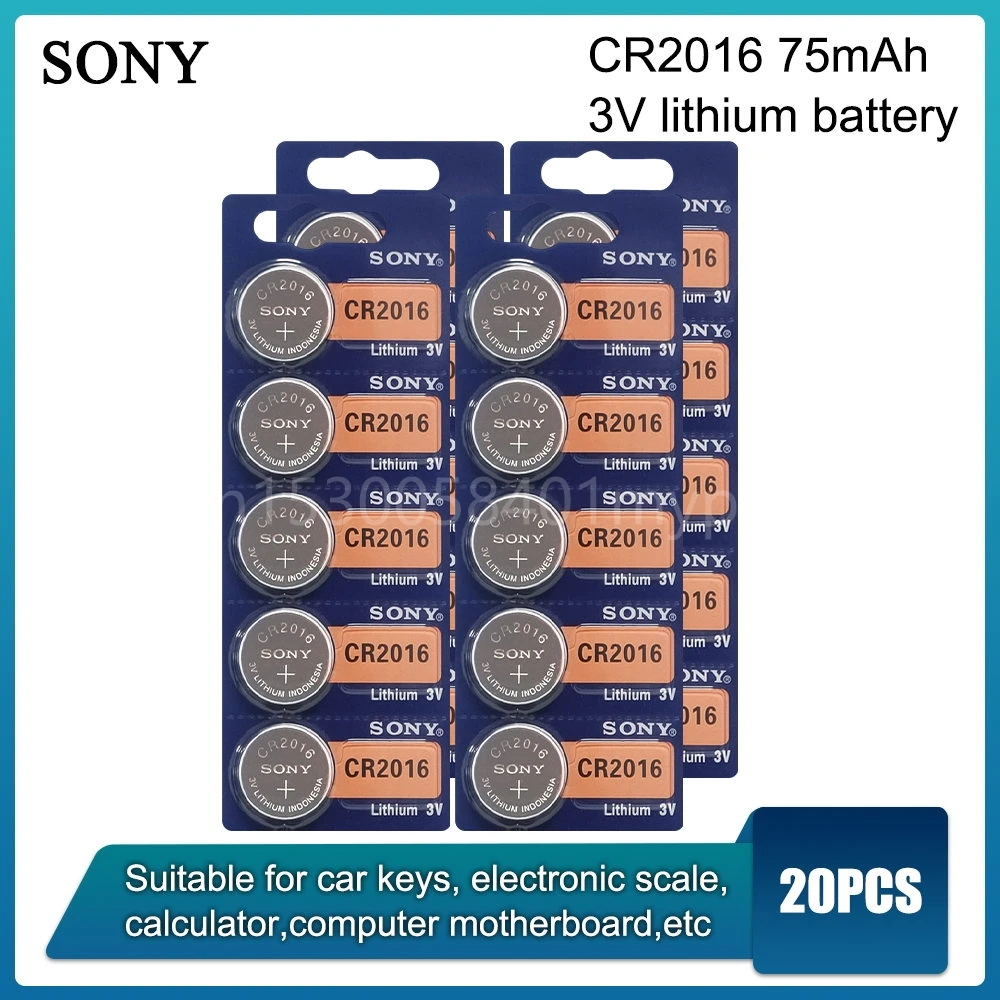 20 шт., Литиевые Батарейки для кнопок SONY CR2016, 3 в, CR 2016, LM2016, BR2016, 2016
20 шт., Литиевые Батарейки для кнопок SONY CR2016, 3 в, CR 2016, LM2016, BR2016, 2016