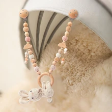 0 6 12 Month Wooden Crochet Baby Car Chain Hanging Pram Toy Rattle Crib Bell Animal Mobiles Gym Stroller Pendants Toddler Gifts