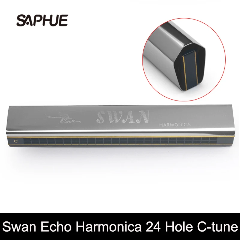 

Swan Echo Harmonica 24 Hole C-tune Copper Reed Plat Stainless Steel Cover Plate Echo Harmonica