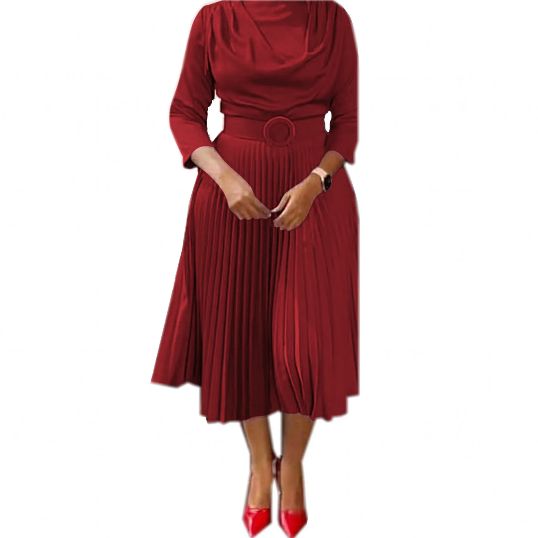 Elegant Women Midi Pleated Dresses O-Neck High Waist Big Swing A Line Dress Modest Classy Office Lady Guest Party Evening Gown
Elegant Women Midi Pleated Dresses O-Neck High Waist Big Swing A Line Dress Modest Classy Office Lady Guest Party Evening Gown