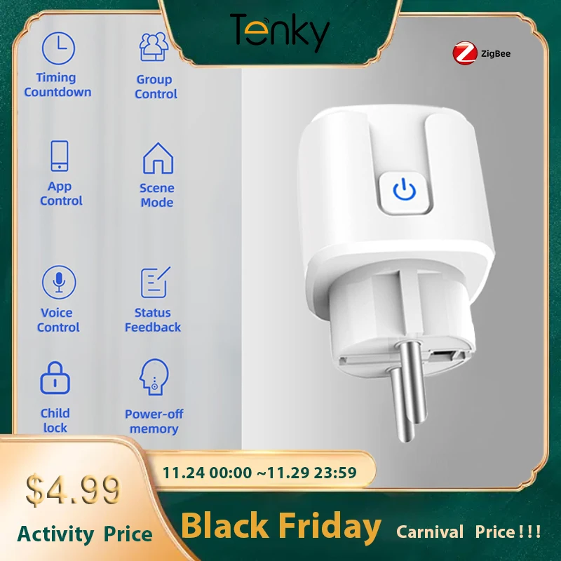 Tenky Tuya ZigBee Smart Power Plug 16A Wireless App Voice Remote Control Socket Energy Monitor Outlet With Alexa Google Home
Tenky Tuya ZigBee Smart Power Plug 16A Wireless App Voice Remote Control Socket Energy Monitor Outlet With Alexa Google Home