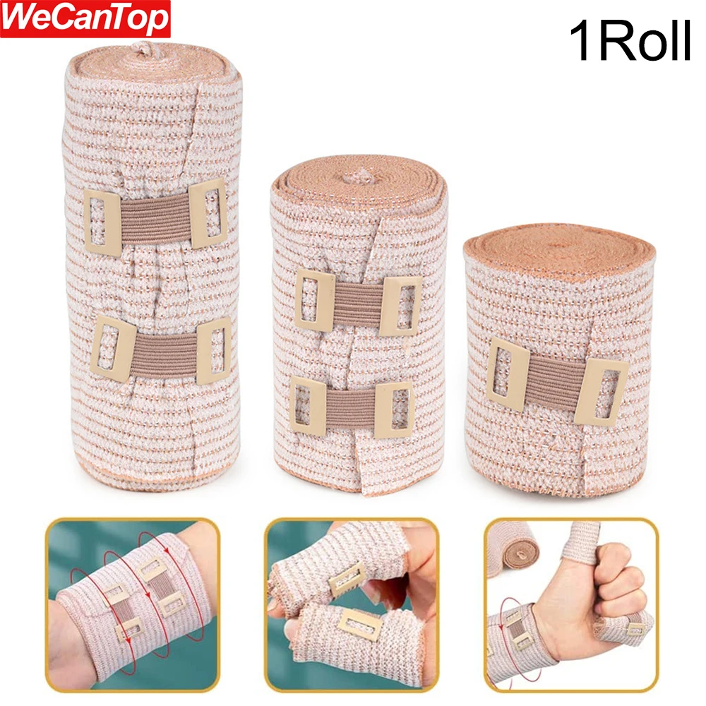 

1Roll Compression Bandages with Clip Closure,Stretch Elastic Wraps for Ankle,Knee,Leg,Arm and Body, Muscle Sprains,Sports Injury