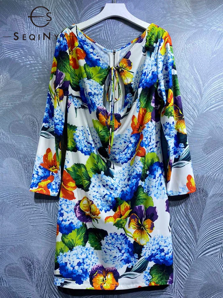 SEQINYY Sicily Mini Dress Summer Spring New Fashion Design Women Runway High Street Blue Hydrangea Flowers Print Casual
SEQINYY Sicily Mini Dress Summer Spring New Fashion Design Women Runway High Street Blue Hydrangea Flowers Print Casual
