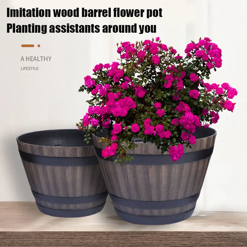2022 Resin Whiskey Barrel Flower Pots Round Planter Indoor Outdoor Garden Supplies For Yard Patio Decor Imitation Wooden Barrels
2022 Resin Whiskey Barrel Flower Pots Round Planter Indoor Outdoor Garden Supplies For Yard Patio Decor Imitation Wooden Barrels